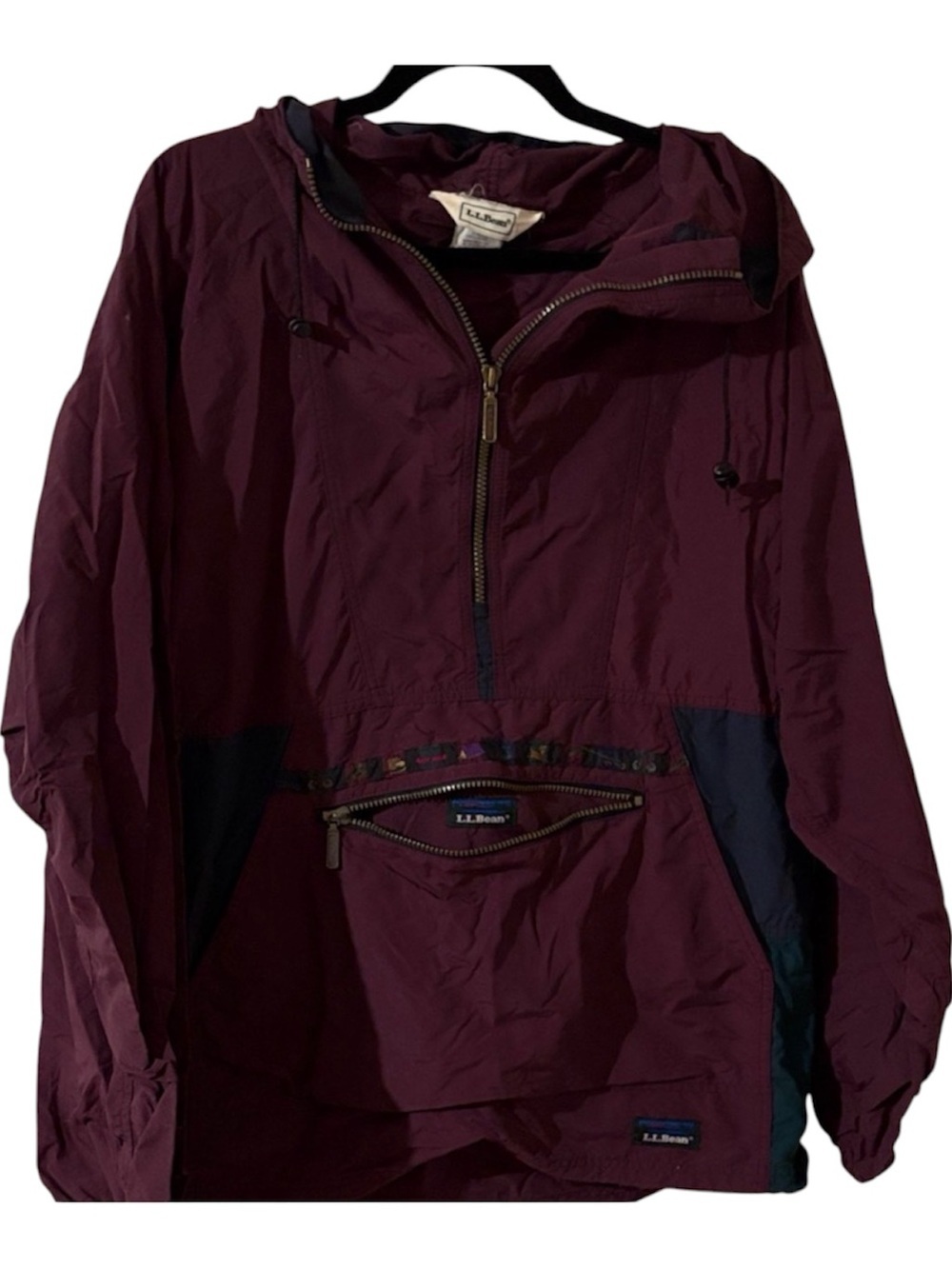 L.L. Bean Burgundy and Navy Rain Jacket size Large. Great condition!